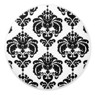 Schwarz-Weiß-Damaskus Elegant Chic Schlafzimmersch Keramikknauf