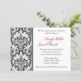 Schwarz-Weiß-Damaskus-Hochzeit Einladung