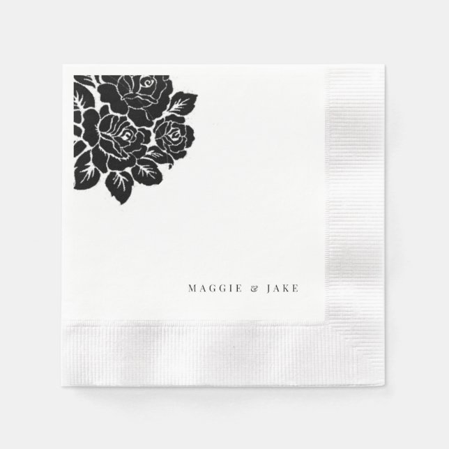 Schwarz-Weiß-Damaskus-Hochzeit Serviette (Vorderseite)