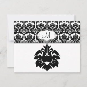 Schwarz-Weiß-Damaskus-Hochzeitskarten RSVP Karte