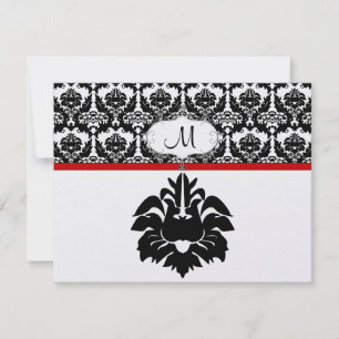 Schwarz-Weiß-Damaskus-Hochzeitskarten RSVP Karte