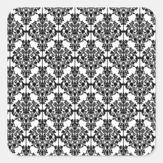 Schwarz-Weiß-Damaskus-Kunstdrucken Quadratischer Aufkleber