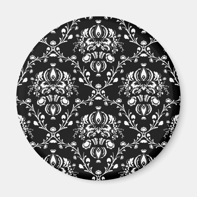 Schwarz-Weiß-Damaskus Magnet (Vorne)