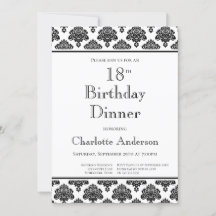 Schwarz-Weiß Damaskus Muster 18. Geburtstag Abende