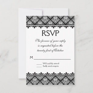 Schwarz-Weiß-Damast 1 RSVP Karte