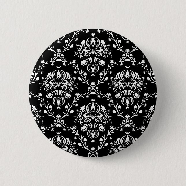 Schwarz-Weiß-Damast Button (Vorderseite)