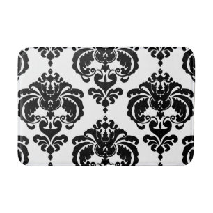Schwarz & Weiß Damast Chic Moderne Elegante Muster Badematte