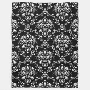 Schwarz-Weiß-Damast Fleecedecke