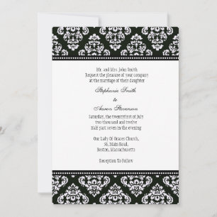 Schwarz-Weiß-Damast-Hochzeitseinladung Einladung