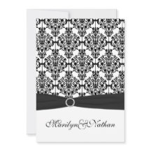 Schwarz-Weiß-Damast II Einladung zur Hochzeit