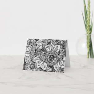 Schwarz-weiß Damast Indian Mandala Dankeschön Dankeskarte