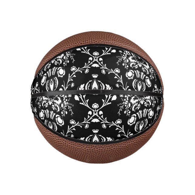 Schwarz-Weiß-Damast Mini Basketball (Vorderseite)