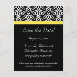 Schwarz/Weiß-Damast mit lebhaftem Gelb Ankündigungspostkarte