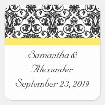 Schwarz/Weiß-Damast mit lebhaftem Gelb