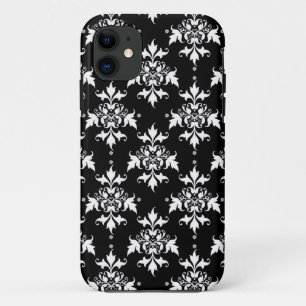 Schwarz-Weiß-Damast-Muster Case-Mate iPhone Hülle