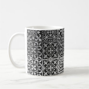 Schwarz-Weiß-Damast-Muster Kaffeetasse