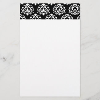 Schwarz-Weiß-Damast-Musterböden Briefpapier