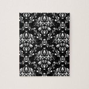Schwarz-Weiß-Damast Puzzle