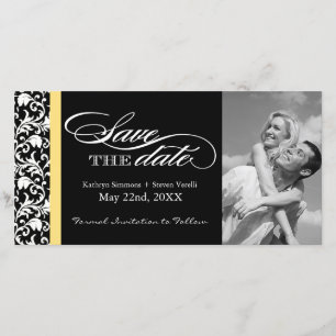 Schwarz-Weiß-Damast Save the Date