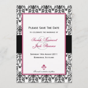 Schwarz-Weiß-Damast Save the Date