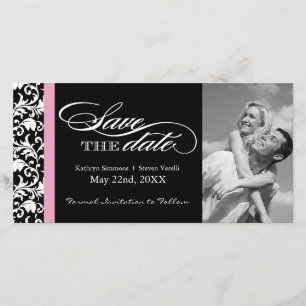 Schwarz-Weiß-Damast Save the Date