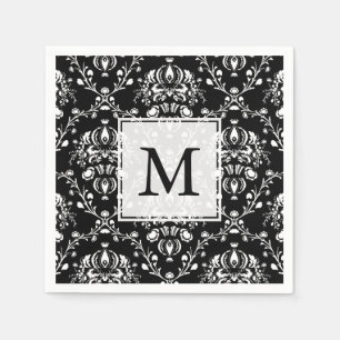 Schwarz-Weiß-Damast Serviette