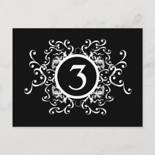 Schwarz-Weiß-Damast-Tischnummer Postkarte