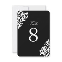 Schwarz-Weiß-Damast-Tischnummern