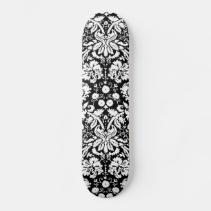 Schwarz-Weiß-Damastmuster Skateboard