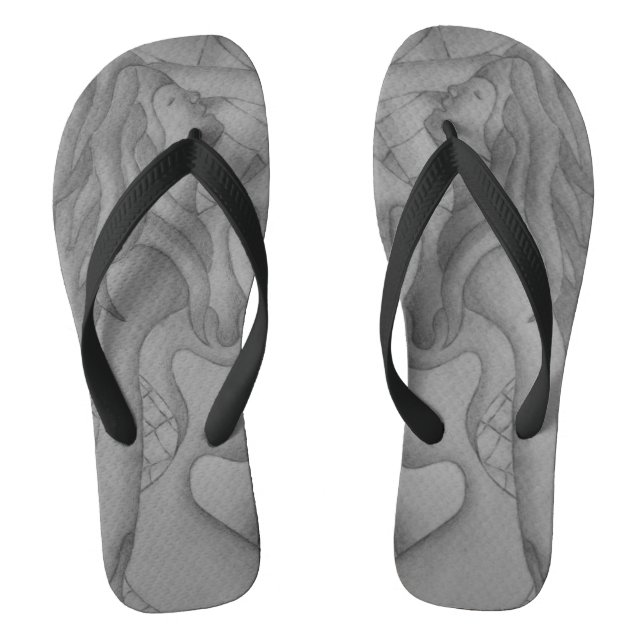 Schwarz-Weiß-Dame mit abstrakter moderner Kunst Flip Flops (Fußbett)