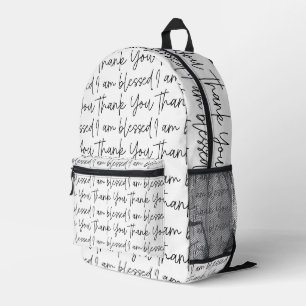 Schwarz-Weiß Danke, ich bin gesegnet Bedruckter Rucksack