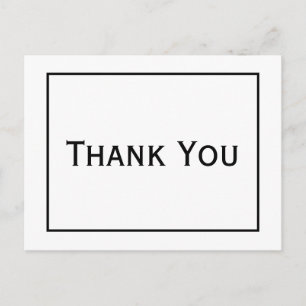 Schwarz-Weiß-Danke-Minimalistische Hochzeitsfeier Postkarte