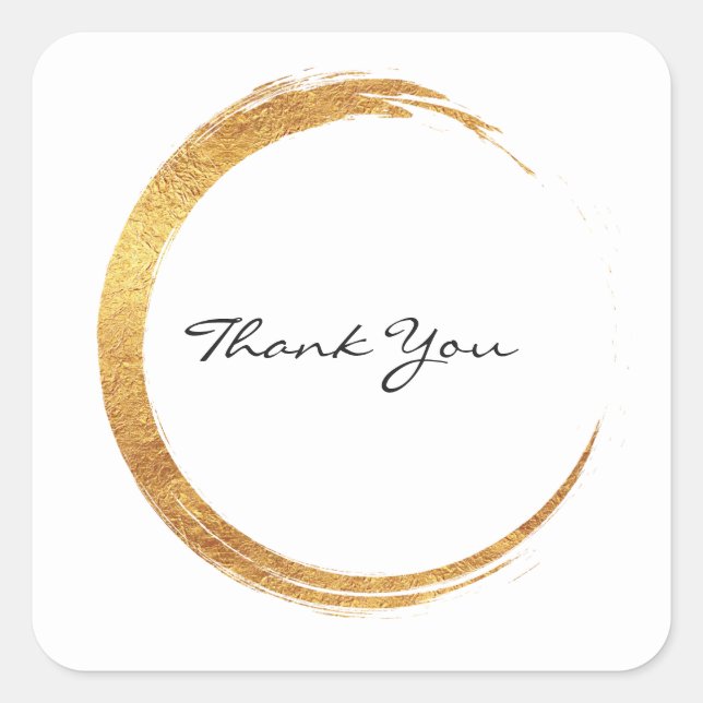 Schwarz-weiß Danke, Monogram Golden Ring Quadratischer Aufkleber (Vorderseite)