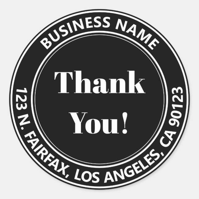 Schwarz-weiß Danke! Rücksendeadresse Runder Aufkleber (Vorderseite)