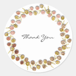 Schwarz-weiß Dankeschön an Monogram Golden Kranz-R Runder Aufkleber