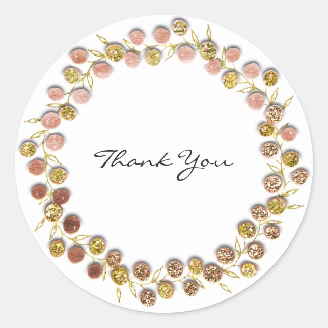 Schwarz-weiß Dankeschön an Monogram Golden Kranz-R Runder Aufkleber (Vorderseite)