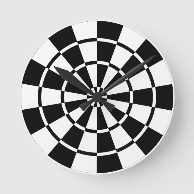 Schwarz-Weiß-Dartboard Runde Wanduhr (Vorderseite)