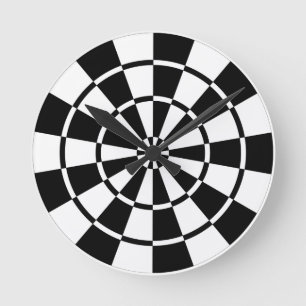 Schwarz-Weiß-Dartboard Runde Wanduhr