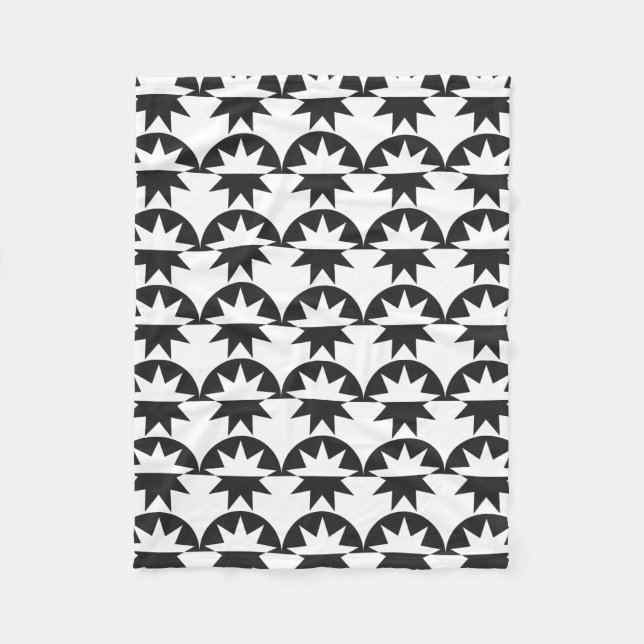 Schwarz-weiß Deko Star Sunburst Fleecedecke (Vorderseite)