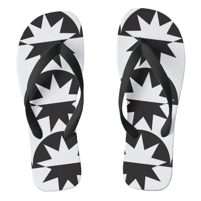 Schwarz-weiß Deko Star Sunburst Flip Flops (Fußbett)
