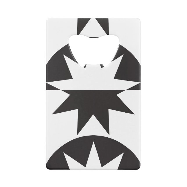 Schwarz-weiß Deko Star Sunburst Geldbeutel Flaschenöffner (Rückseite)