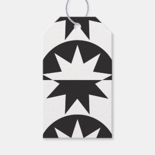 Schwarz-weiß Deko Star Sunburst Geschenkanhänger