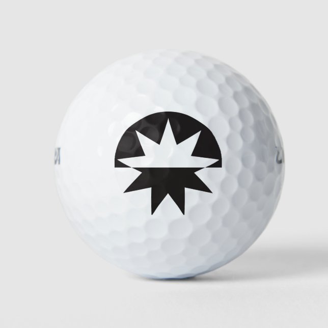 Schwarz-weiß Deko Star Sunburst Golfball (Vorderseite)