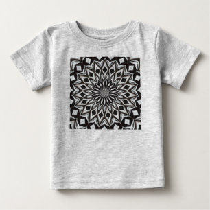 Schwarz-Weiß-Dekor Mandala Baby T-shirt