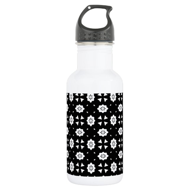 Schwarz-Weiß-Dekoration Edelstahlflasche (Vorderseite)