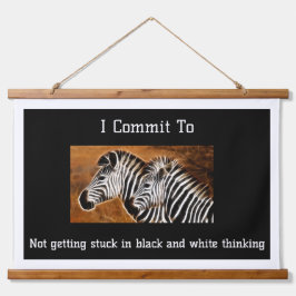 Schwarz-Weiß-Denken feststeckenZebras Wandteppich Mit Holzrahmen