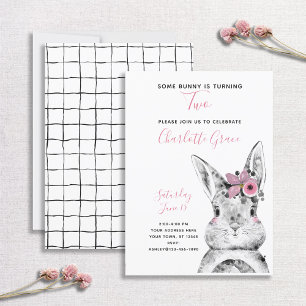 Schwarz & Weiß Der Bunny macht zwei Geburtstage Einladung