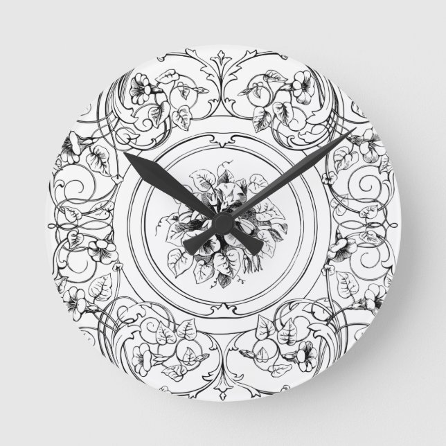 Schwarz-Weiß-Design Runde Wanduhr (Vorderseite)