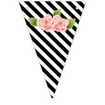Schwarz-Weiß-Designs Rosa Blume Jagdflagge