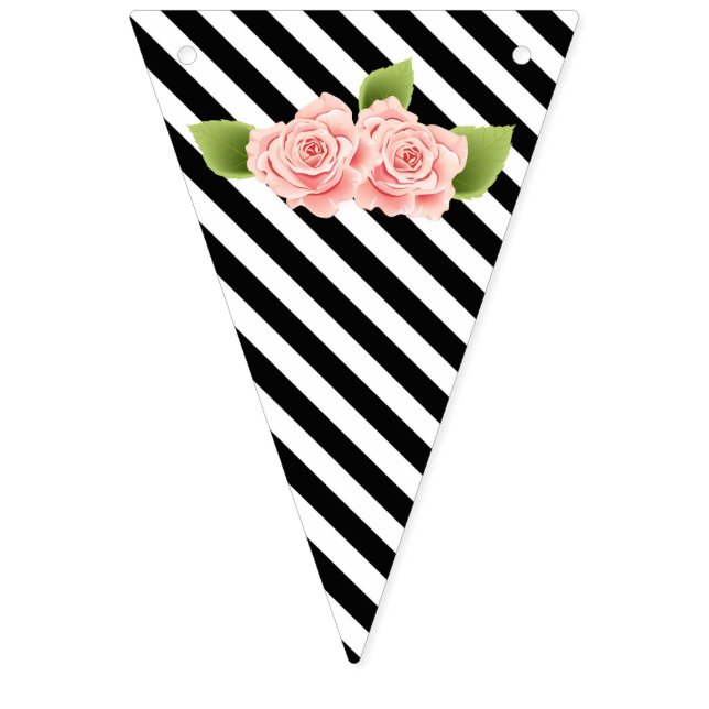 Schwarz-Weiß-Designs Rosa Blume Jagdflagge Wimpelkette (Achte Fahne)
